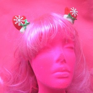 2 nwt ugly christmas mittens red xmas hair clips